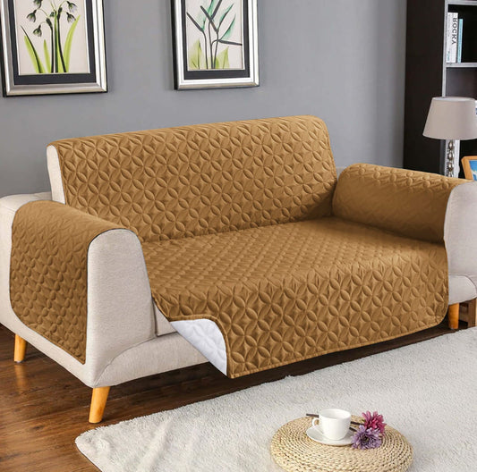 Ultrasonic Quilted Sofa Cover-Sofa Runner (Copper Brown)