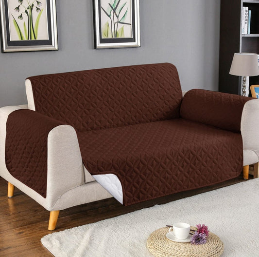 Ultrasonic Quilted Sofa Cover-Sofa Runner (Dark Brown)