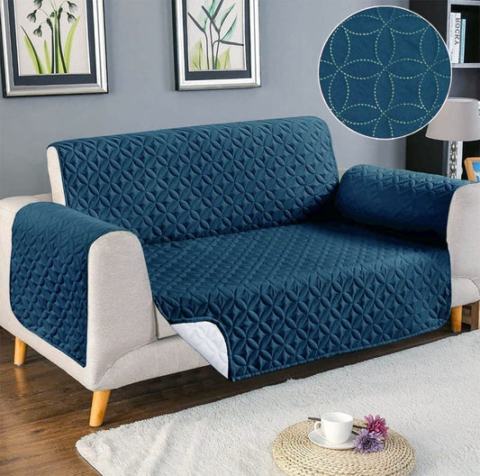 Ultrasonic Quilted Sofa Cover-Sofa Runner (Teal Blue)