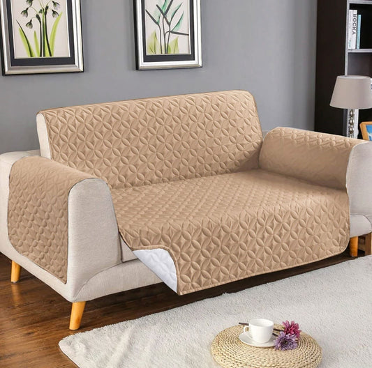 Ultrasonic Quilted Sofa Cover-Sofa Runner (Beige Skin Yellow)