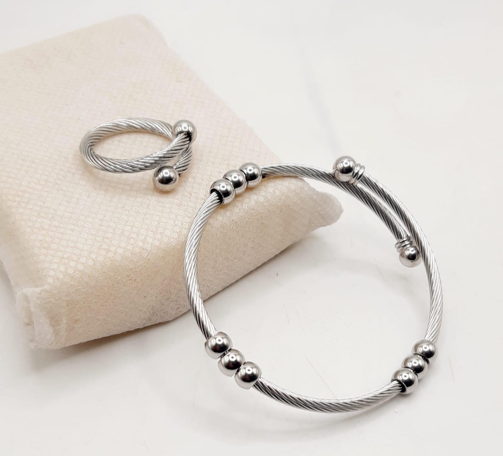 Two-Tone Cable Twist Jewelry Set