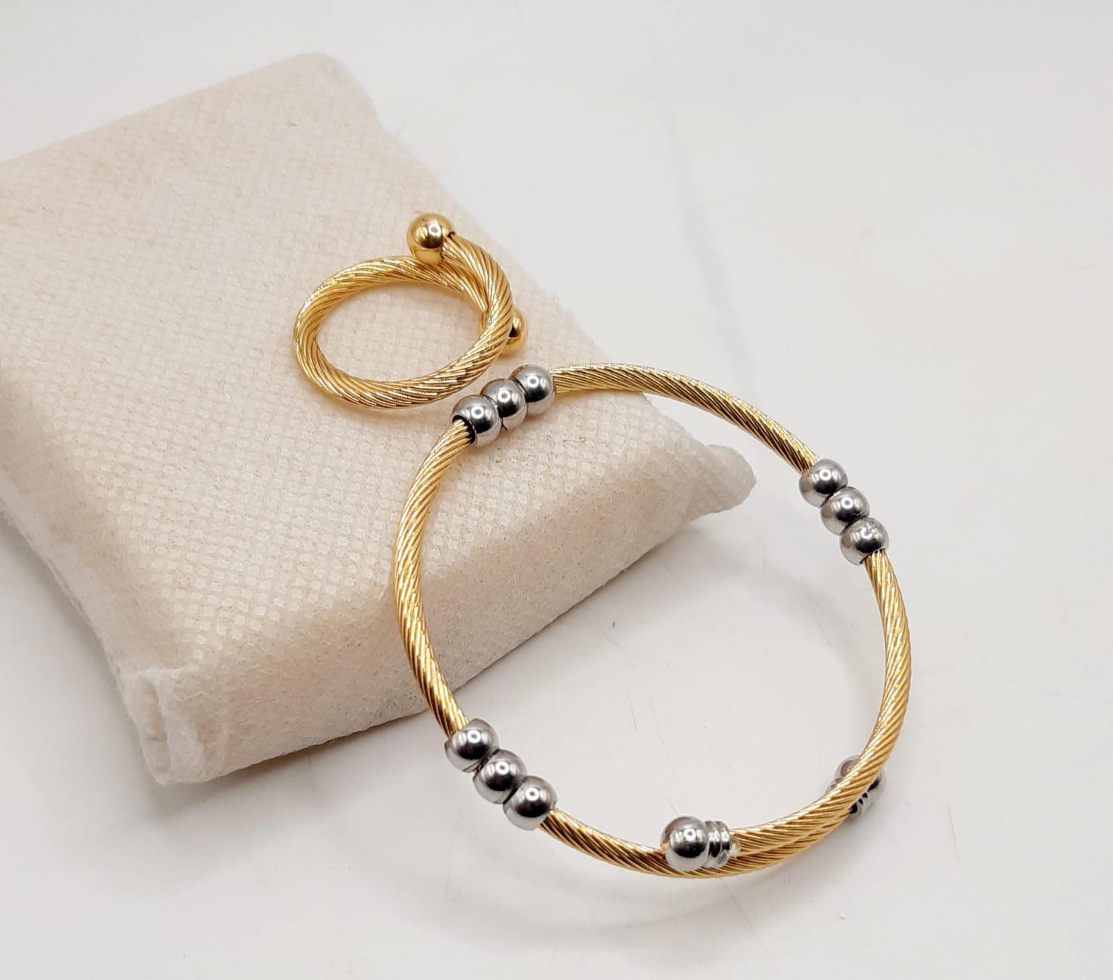 Two-Tone Cable Twist Jewelry Set