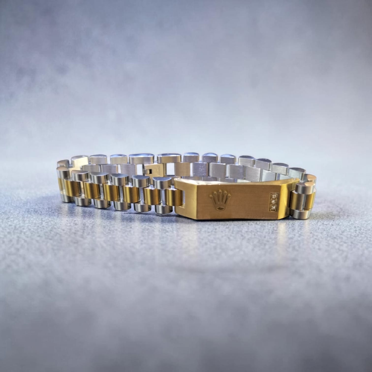 Luxury Rolex-Inspired Two-Tone Stainless Steel Men's ID Bracelet
