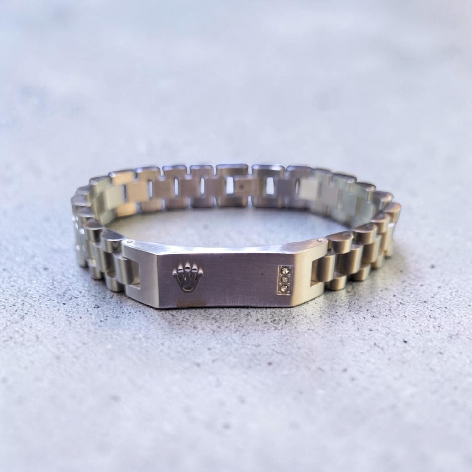 Luxury Rolex-Inspired Two-Tone Stainless Steel Men's ID Bracelet