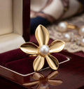 Aura Gold Pearl Blossom Ring