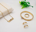 Elegant Gold-Plated Roman Numeral & Crystal Jewelry Set (4-Piece)